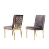 Benzara Fabric Upholstered Dining Chair with Metal Frame, Set of 2, Gray and Gold