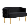 Benzara Fabric Upholstered Sofa with Button Tufting and Metal Legs, Black and Gold