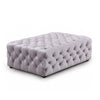 Benzara Fabric Upholstered Ottoman with Button Tufting, Gray