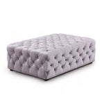 Benzara Fabric Upholstered Ottoman with Button Tufting, Gray