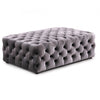 Benzara Fabric Upholstered Ottoman with Button Tufting, Dark Gray