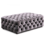 Benzara Fabric Upholstered Ottoman with Button Tufting, Dark Gray