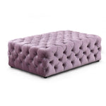 Benzara Fabric Upholstered Ottoman with Button Tufting, Purple