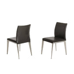 Benzara Leatherette Upholstered Dining Chair with Metal Legs, Set of 2, Gray