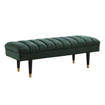 Benzara Rectangular Bench with Vertical Plush Tufted Seat and Tubular Legs, Green