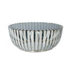 Benzara Cage Design Bowl Shaped Coffee Table with Smoked Glass Top,Blue and Silver