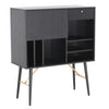 Benzara Transitional Buffet with 3 Open Shelves and Hinged Door Storage, Black