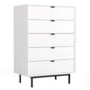 Benzara Wooden 5 Drawer Chest with Bar Pulls and Metal Straight Legs, White