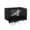 Benzara 1 Drawer Wooden Nightstand with Metal Legs and Accents, Black and Gold