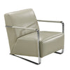 Benzara Leather Lounge Chair with Steel Arms and Sled Base, Gray and Silver