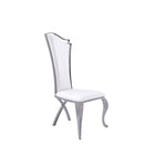 Benzara Leatherette Dining Chair with Metal Cabriole Legs, Set of 2,Black and White