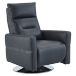 Benzara Leatherette Recliner with Round Metal Base and Contrast Stitching, Blue