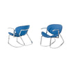 Benzara Polyester Metal Frame Rocking Chair with Sled Base, Blue and Silver