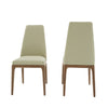 Benzara Leatherette Dining Chair with Wooden Straight Legs,Set of 2,Brown and Gray