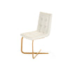 Benzara Button Tufted Dining Chair with Cantilever Base, Set of 2, White and Gold