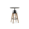 Benzara Round Wooden Bar Table with Adjustable Height and Angled Legs, Dark Gray