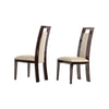 Benzara Leatherette Dining Chair with Sloped Backrest, Set of 2, Beige and Brown