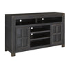Benzara 2 Cabinet Wooden TV Stand with 2 Adjustable Shelves, Large, Black