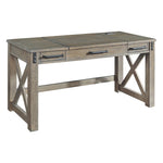 Benzara Wooden Lift Top Desk with Textured Finish and Drawers, Gray