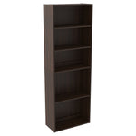Benzara Transitional Wooden Bookcase with 5 Shelves, Espresso Brown