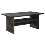 Benzara Rectangular Wicker Woven Aluminum Frame Table with Open Shelf, Dark Brown