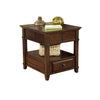 Benzara 1 Drawer Lift Top End Table with Open Bottom Shelf and Power Hub, Brown