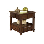 Benzara 1 Drawer Lift Top End Table with Open Bottom Shelf and Power Hub, Brown