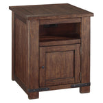 Benzara 1 Door Wooden End Table with 1 Cubby and Power Hub, Brown