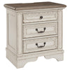 Benzara Transitional Wooden Three Drawer Nightstand with Open Platform Top, White