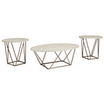 Benzara Faux Marble Table Set with 1 Coffee Table and 2 End Tables, White and Gold