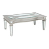 Benzara Rectangular Wooden Cocktail Table with Mirror Inserts, Silver