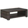 Benzara Wicker Woven Aluminum Frame Cocktail Table with Open Shelf, Brown and Black