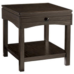 Benzara Wooden End Table with Pull Out Tray and Open Bottom Shelf, Brown