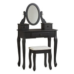 Benzara Contemporary Style Wooden Vanity Set with Cabriole Legs, Black