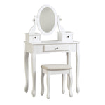 Benzara Contemporary Style Wooden Vanity Set with Cabriole Legs, White