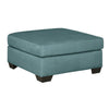 Benzara Square Fabric Upholstered Over Sized Accent Ottoman with Block Legs, Blue