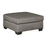 Benzara Square Fabric Upholstered Over Sized Accent Ottoman with Block Legs, Gray