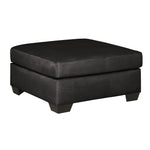 Benzara Square Fabric Upholstered Over Sized Accent Ottoman with Block Legs, Black