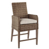 Benzara Handwoven Wicker Frame Barstool with Cushion Seat ,Set of 2,Beige and Brown