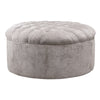 Benzara Round Button Tufted Fabric Upholstered OverSized Accent Ottoman, Gray