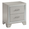 Benzara Contemporary Style Wooden Two Drawer Nightstand with Mirror Trim, Silver
