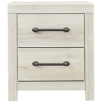 Benzara Transitional Wooden Two Drawer Setup Nightstand with Bar Handles, White