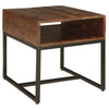 Benzara Two Tone Rectangular Wooden End Table with Open Cubby, Black and Brown