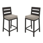 Benzara Slatted Aluminum Frame Barstool with Padded Seat, Gray, Set of 2