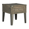 Benzara Rectangular Wooden End Table with 1 Drawer and Corner Metal Brackets, Brown