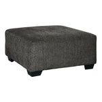 Benzara Square Textured Fabric Upholstered OverSized Accent Ottoman, Dark Gray