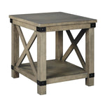 Benzara Farmhouse Style End Table with X Shaped Sides and Open Bottom Shelf, Gray