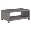 Benzara Wicker Woven Aluminum Frame Cocktail Table with Open Shelf, Gray