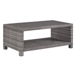 Benzara Wicker Woven Aluminum Frame Cocktail Table with Open Shelf, Gray