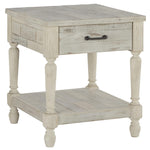 Benzara Plank Style End Table with 1 Drawer and Open Bottom Shelf, Washed White